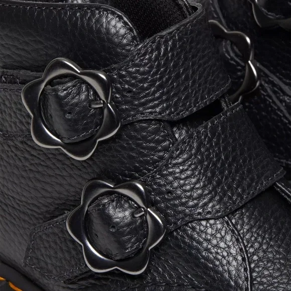 New Dr. Martens Women's Devon Flower Buckle Leather Platform Boots - Picture 6 of 8